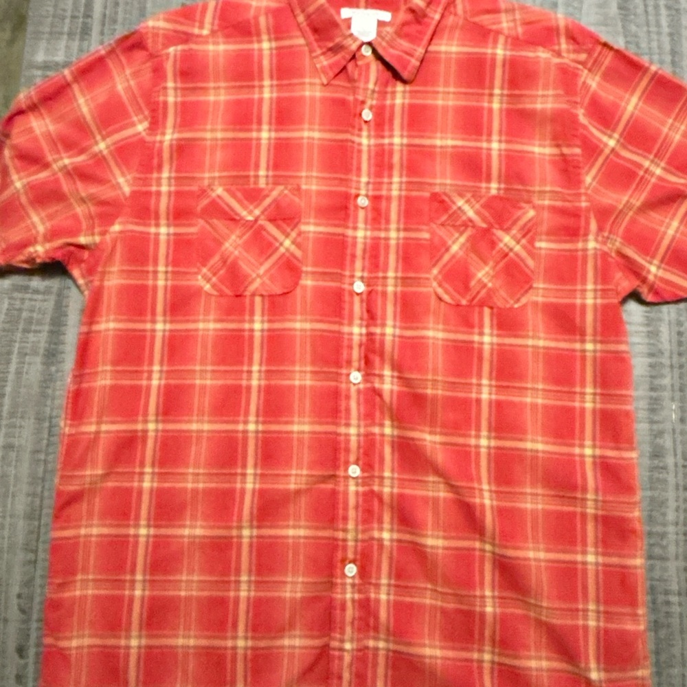 Madison Red and Yellow Plaid Casual Shirt